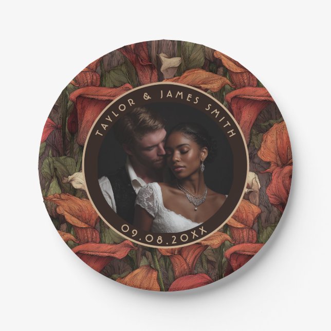 Pratos De Lírios Descartáveis Para Casamento De Ve (Frente)