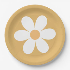 Pratos de papel amarelo Retro Daisy