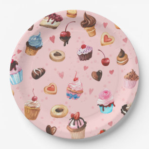 Pratos de Papel Aquarela Whimsical Summer Sweets