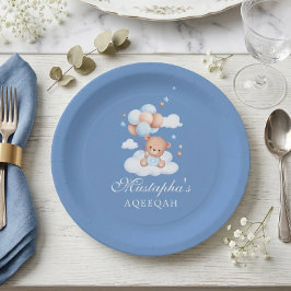 Pratos de Papel Azul Aqiqah Bebê Menino