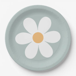 Pratos de Papel azul Retro Daisy