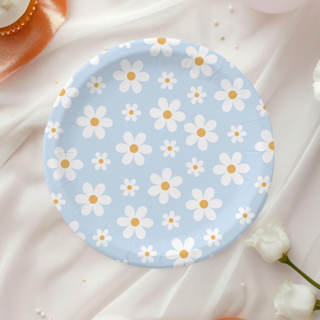 Pratos de papel azul Retro Daisy (Criador carregado)