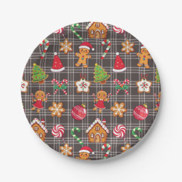 Pratos de Papel Biscoitos de Gengibre do Natal