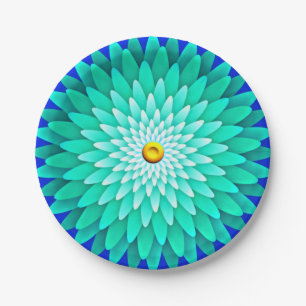 Pratos de Papel Blue Flower Mandala-68566