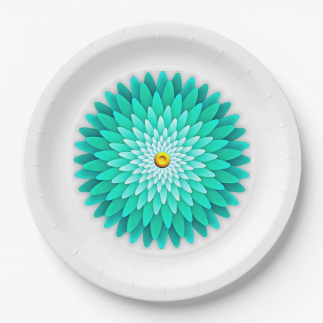 Pratos de Papel Blue Flower Mandala-68566 (Frente)