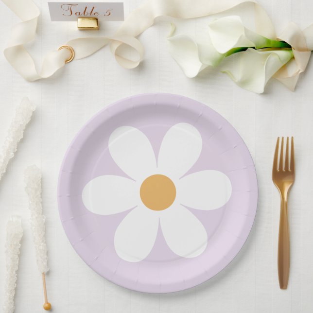 Pratos de papel boho lírio lilás retrô (Casamento)