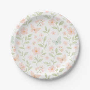 Pratos de Papel Borboleta Floral de Primavera – pa