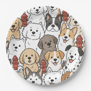 Pratos de Papel Cachorrinho Fofo e Hidrante