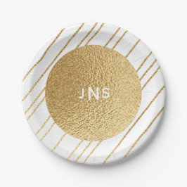 Pratos de Papel Casamento Elegantes Dourado e Pret