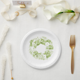 Pratos de Papel Celery Green Floral Wreath Wedding