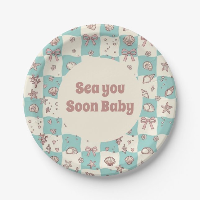Pratos de Papel Chás de Bebê Sea You Soon (Frente)