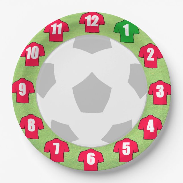 Pratos de Papel com Camisas Esportivas Vermelhas (Frente)