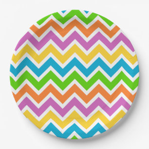 pratos de papel com chevron de primavera