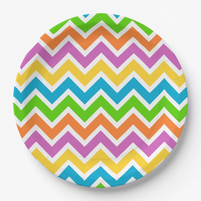 pratos de papel com chevron de primavera (Frente)