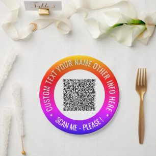 Pratos de Papel com Código QR de Design Próprio Te