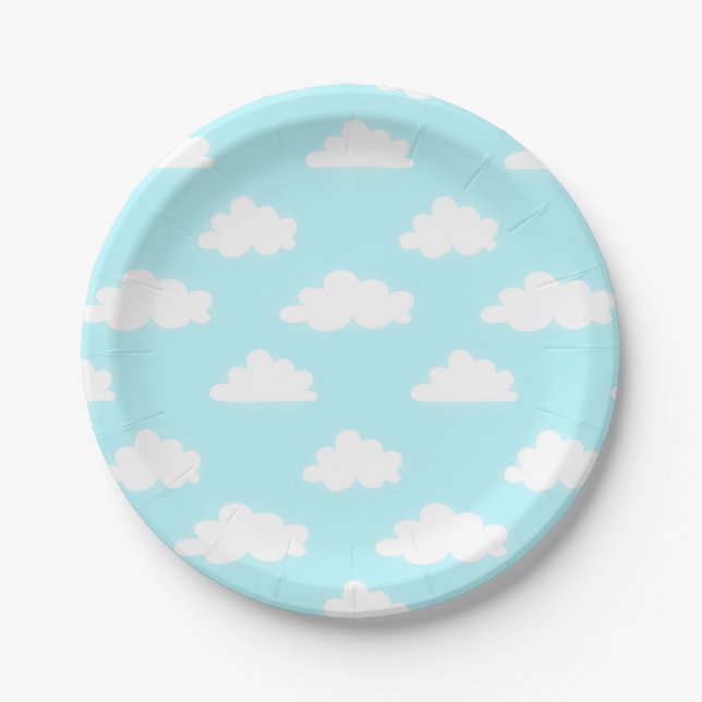 Pratos de papel com design de céu azul ensolarado  (Frente)
