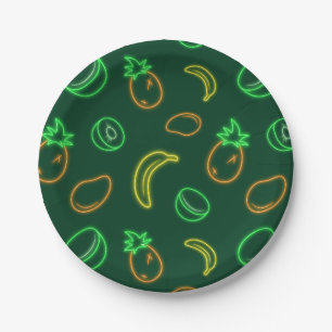 Pratos de Papel com Estampa de Frutas Tropicais Ne