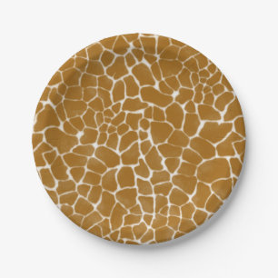 Pratos de papel com estampa de girafa de safari