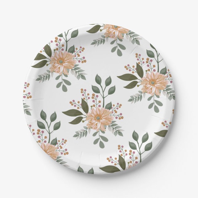 Pratos de Papel com Estampa Floral (Frente)
