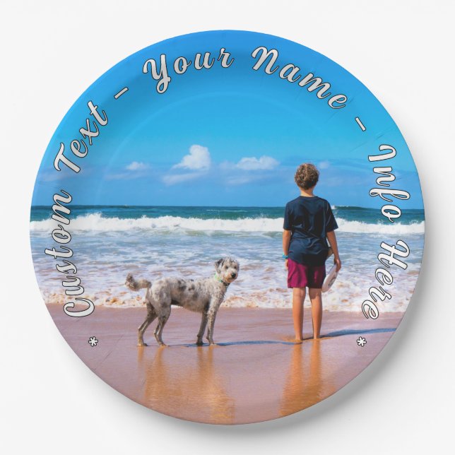 Pratos de Papel com Foto Personalizados Texto Pers (Frente)