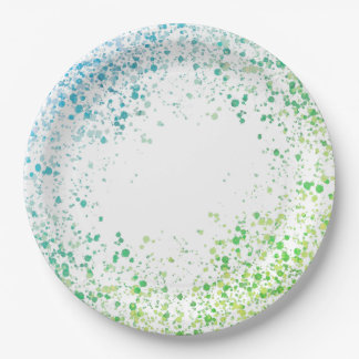 Pratos de Papel com Manchas Verdes e Azuis