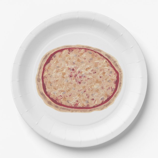 Pratos de papel com pintura temática de pizza (Frente)