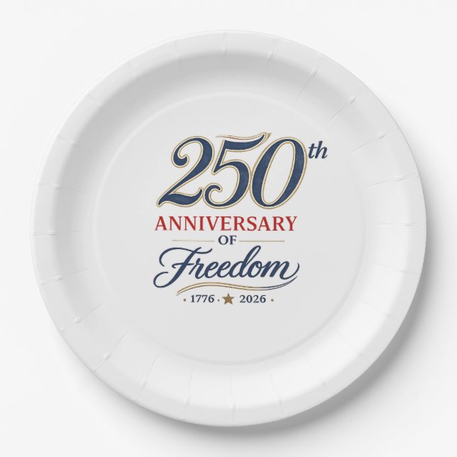 Pratos de Papel Comemorando 250 Anos de Liberdade (Frente)