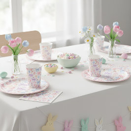 Pratos de papel Coquette Bunny & Pink Bows para Pá