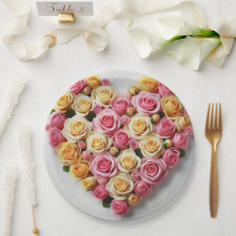 Pratos de Papel Coração de Rosa 9"