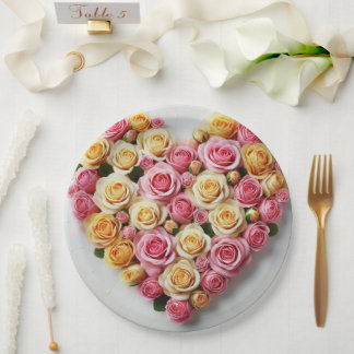 Pratos de Papel Coração de Rosa 9"