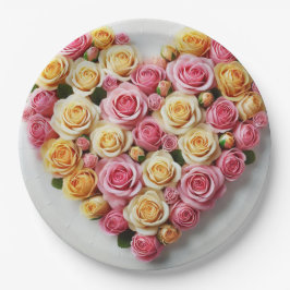 Pratos de Papel Coração de Rosa 9"