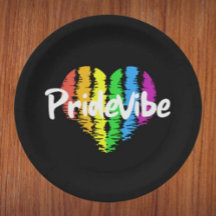 Pratos de Papel Coração PrideVibe: Preto Ousado
