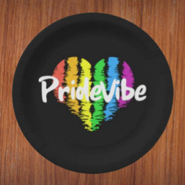 Pratos de Papel Coração PrideVibe: Preto Ousado