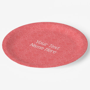 Pratos de Papel Coração Vermelho Personalizados co