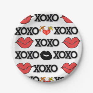 Pratos de Papel Corações Vermelhos Amor Xoxo