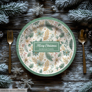 Pratos de Papel Cores da Moda Verde Sage Natal