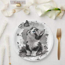 Pratos de papel Cute Cat Meow