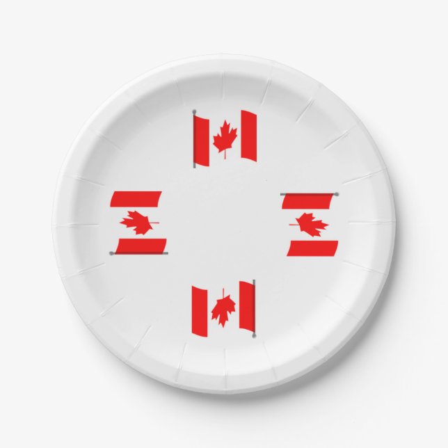 Pratos de Papel da Bandeira Canadense Acenando (Frente)