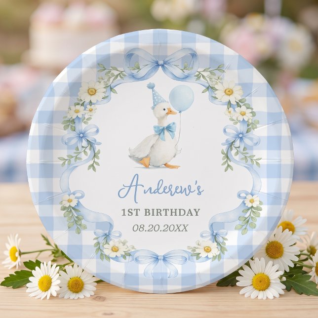 Pratos de papel de aniversário com laço azul Silly (Criador carregado)