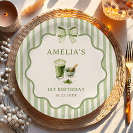 Pratos de Papel de Aniversário com Listras de Laço