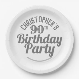 Pratos de Papel de Aniversário de 90 Anos