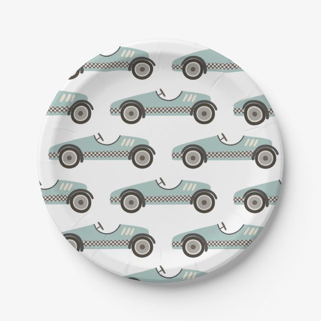 Pratos de papel de aniversário de carro de corrida (Frente)