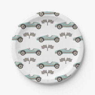Pratos de papel de aniversário de carro de corrida