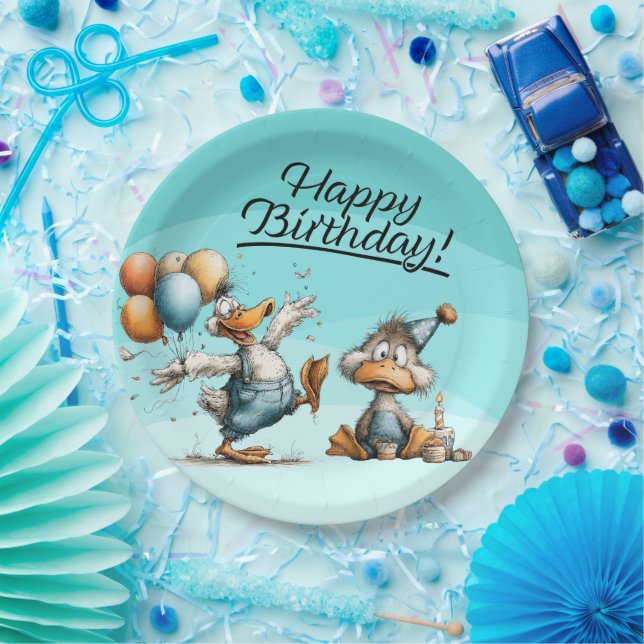 Pratos de papel de aniversário de desenho animado  (Festa)