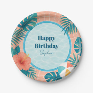 Pratos de Papel de Aniversário de Festa de Piscina