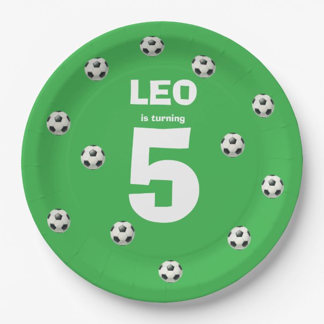 Pratos de Papel de Aniversário de Futebol Editávei (Frente)