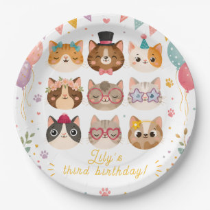 Pratos de Papel de Aniversário de Gatinho Fofo