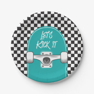 Pratos de papel de aniversário de skateboard Vamos