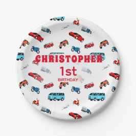 Pratos de papel de aniversário de veículos da cida