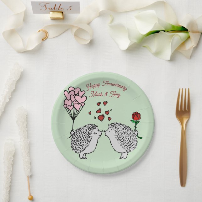 Pratos de Papel de Aniversário doouriço-Cacheiro (Casamento)